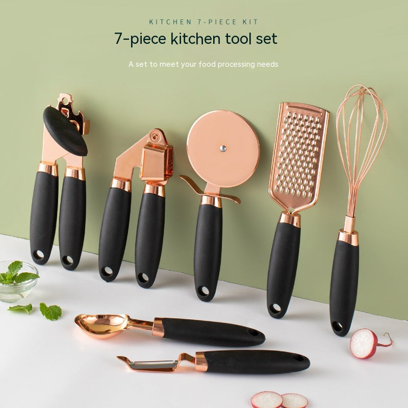 7-Piece Stainless Steel Kitchen Utensil Set with Holder