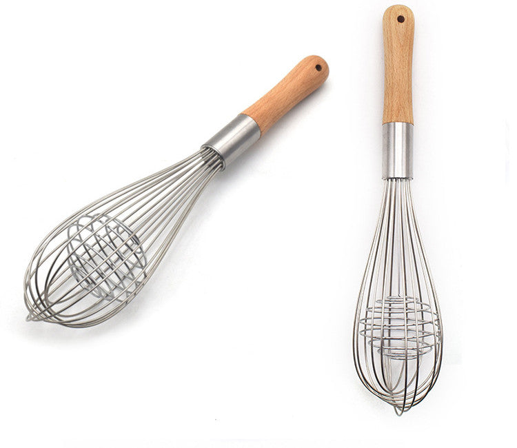 Stainless Steel Whisk with Wooden Handle - 11 Inch