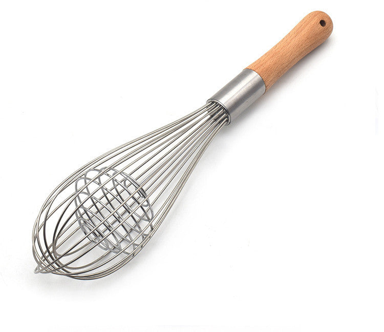 Stainless Steel Whisk with Wooden Handle - 11 Inch