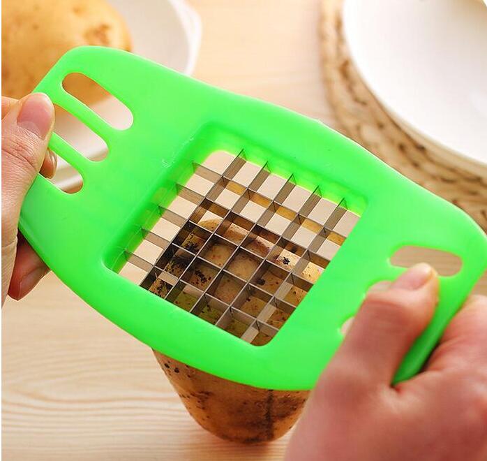 French Fry Cutter - Stainless Steel Potato Slicer with 2 Blades