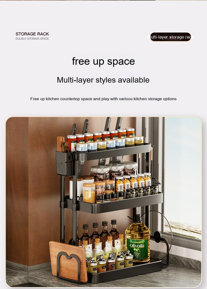 Multi-Layer Kitchen Storage Rack - Wall-Mounted Organizer