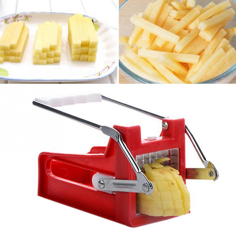 French Fry Cutter - Stainless Steel Potato Slicer with 2 Blades