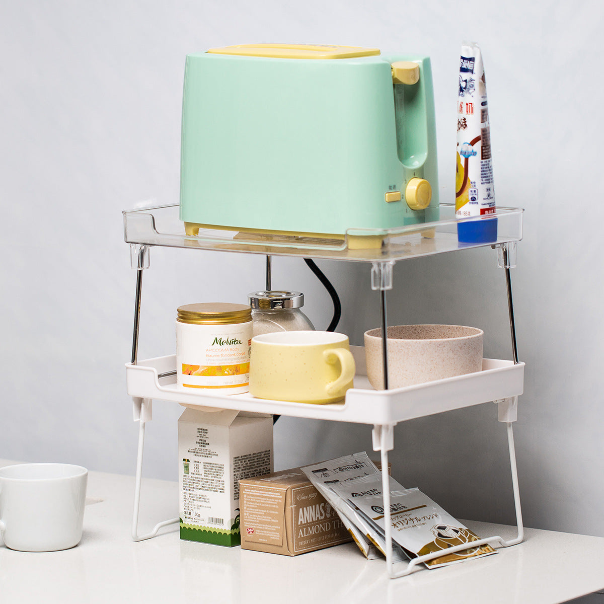 Stackable Kitchen Cabinet Organizer Shelf