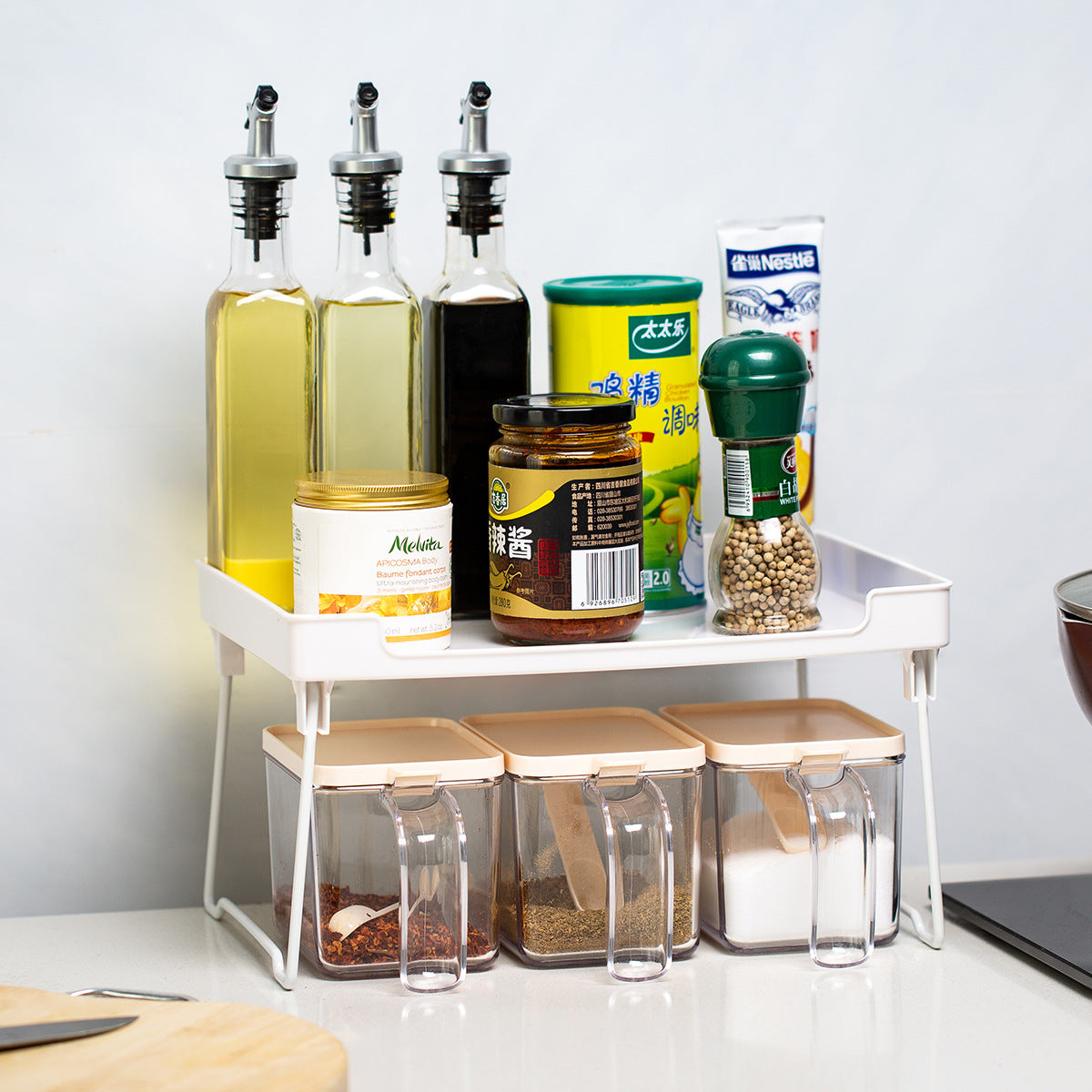 Stackable Kitchen Cabinet Organizer Shelf