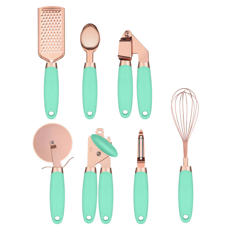 7-Piece Stainless Steel Kitchen Utensil Set with Holder