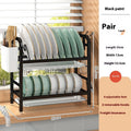 Double-Layer Dish Drying Rack - Carbon Steel Kitchen Organizer