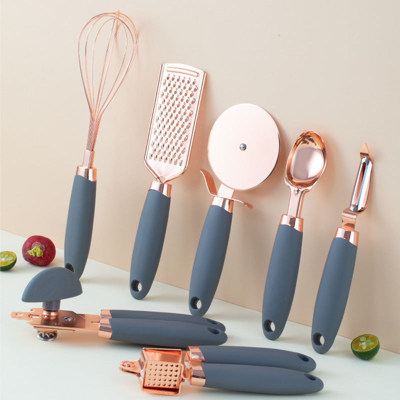 7-Piece Stainless Steel Kitchen Utensil Set with Holder